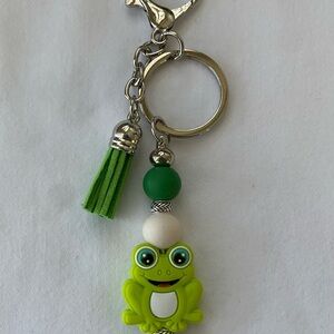 Handmade Frog Keychain with Green Tassel